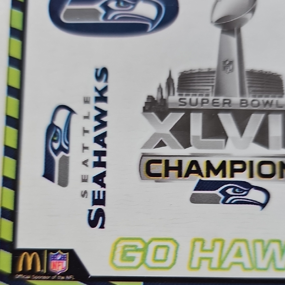 NFL Seattle Seahawks Superbowl Champs 10 Waterless Tatoos X5 Cards - Picture 4 of 10